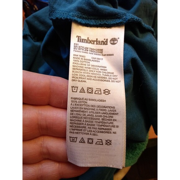 Timberland Men's Short Sleeve Green Blue Graphic Logo T-Shirt Tee Size 2XLarge - Picture 5 of 5